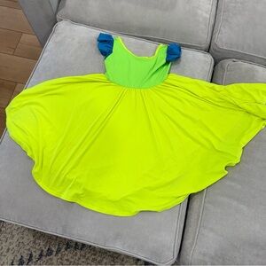 Dot Dot Smile Neon Green and Blue Kids Dress size 7